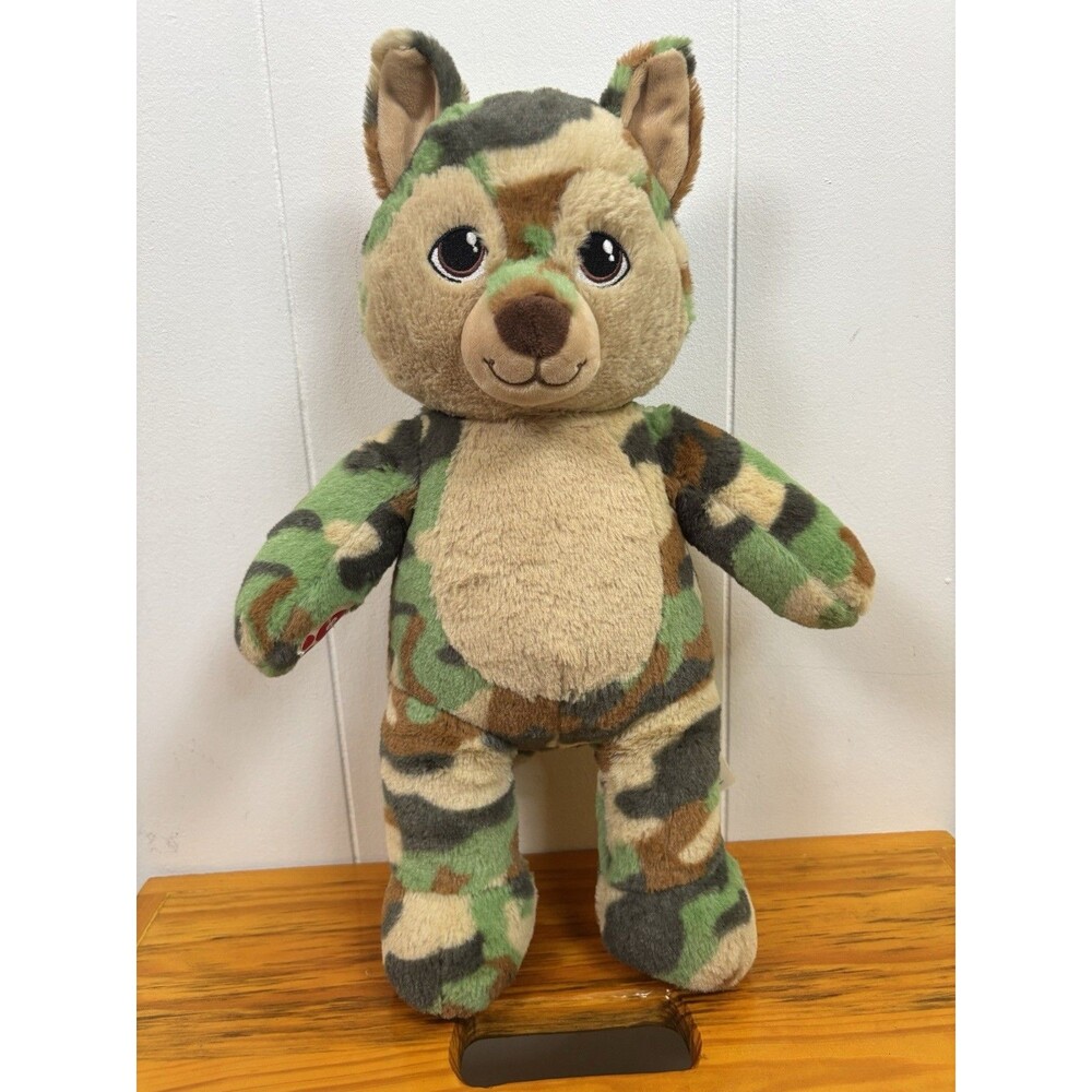 Build A Bear BAB Great Wolf Lodge Camo Wolf Plush Stuffed Animal 16" Green Brown